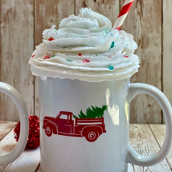 ⤵️ DesignPAC Red truck Mugs Set of 2 with faux whipped cream - Picture 13 of 15